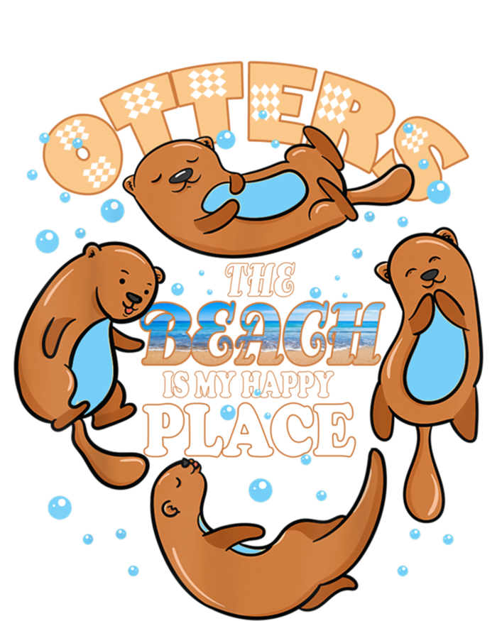 My Happy Place Is The Beach Funny Sea Otter Lover Great Gift Women's V-Neck T-Shirt