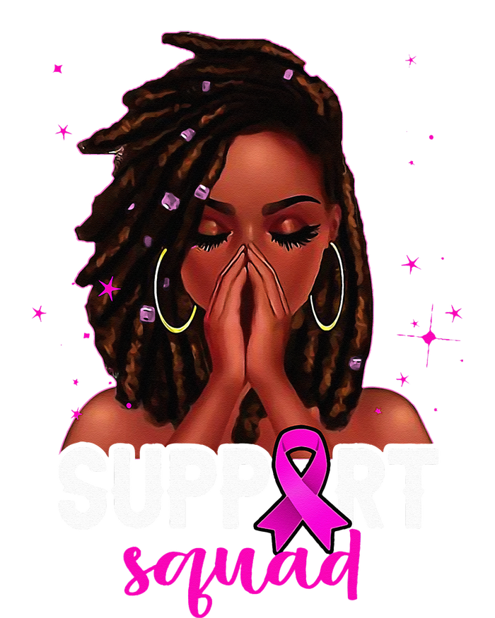 Loc'd Hair Black Woman Support Squad Breast Cancer Awareness T-Shirt