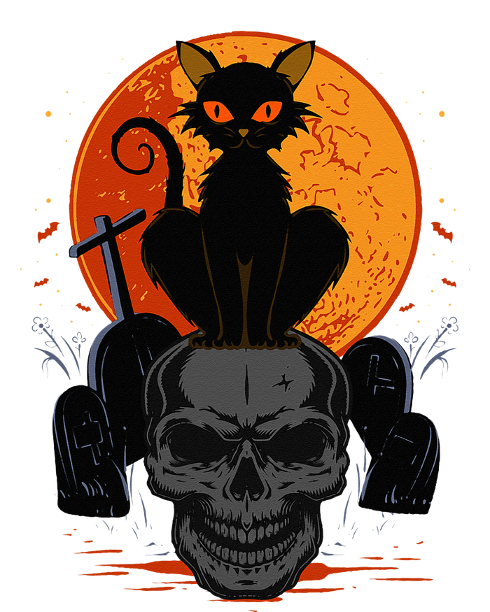 Cute Halloween Gothic Black Cat Standing On Skull Art Kids Hoodie