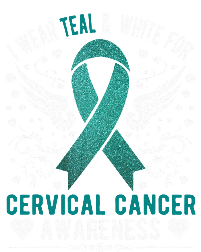 I Wear Teal & White For Cervical Cancer Awareness High Crown Mesh Back Trucker Hat