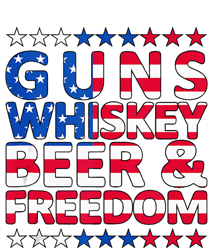 Guns Whiskey Beer And Freedom Veteran US Flag 4th Of July T-Shirt