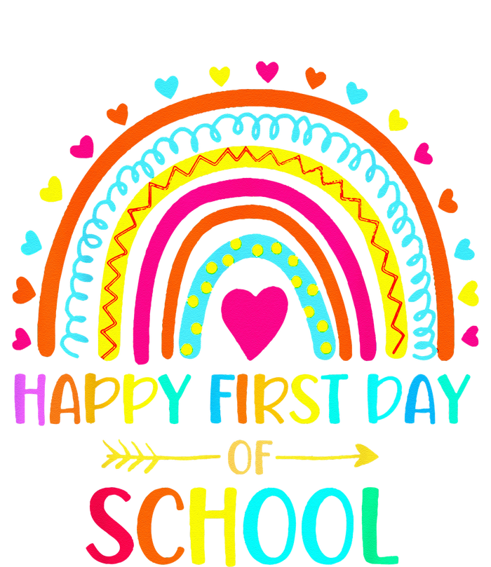 Happy First Day Of School Rainbow Back To School Teacher Pom Pom 12in Knit Beanie