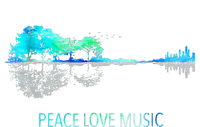 Peace Love Music Guitar Lake Shadow Hippie Women's Perfect Tri Tunic Long Sleeve Shirt