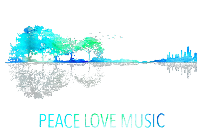 Peace Love Music Guitar Lake Shadow Hippie Women's Perfect Tri Tunic Long Sleeve Shirt