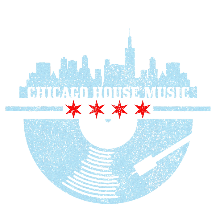 Chicago House Music Vintage Vinyl Dj Raver Flag Skyline Gift T-Shirt