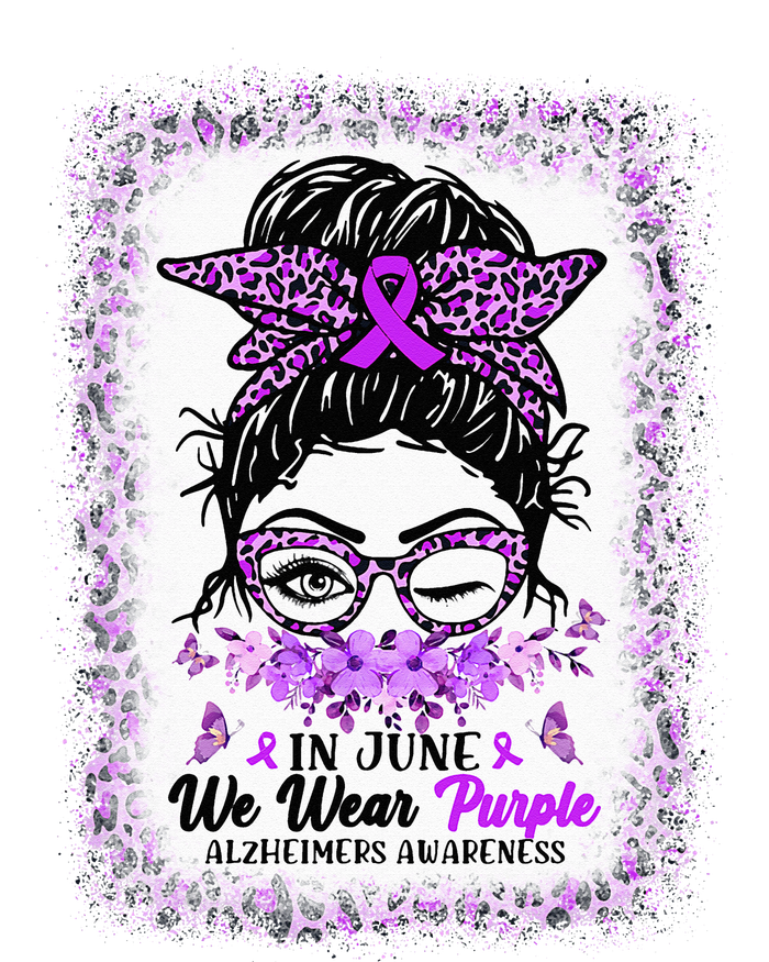 In June We Wear Purple Alzheimer Awareness Messy Bun Support Cooling Performance Crew T-Shirt