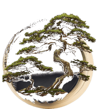 Graphic Bonsai Tree In Japanese Zen Buddhist Enso Dry Zone Grid Polo