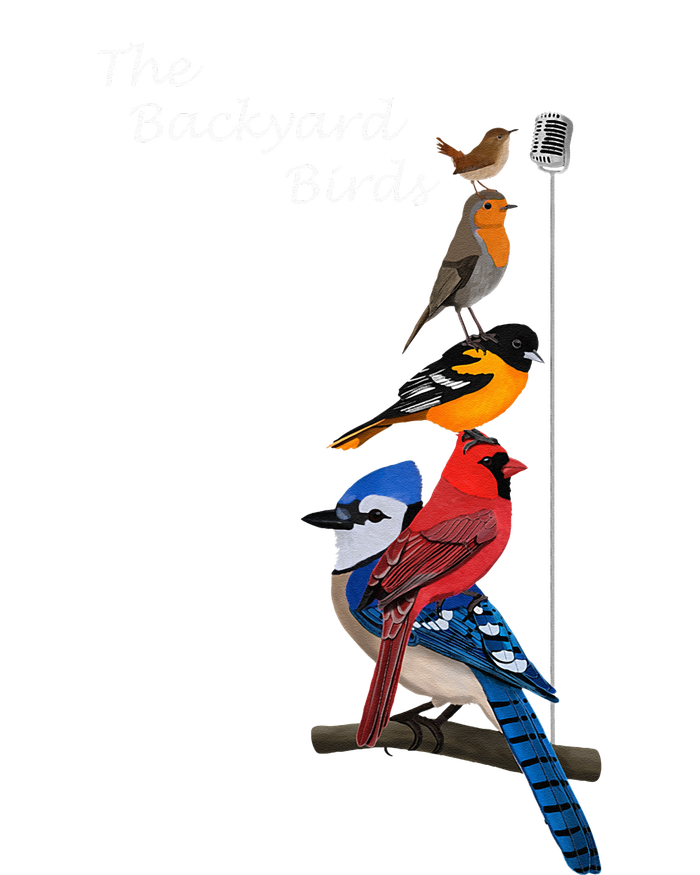 The Backyard Birds Blue Jay Cardinal Wren Bird Birdwatcher Ladies Long Sleeve Shirt