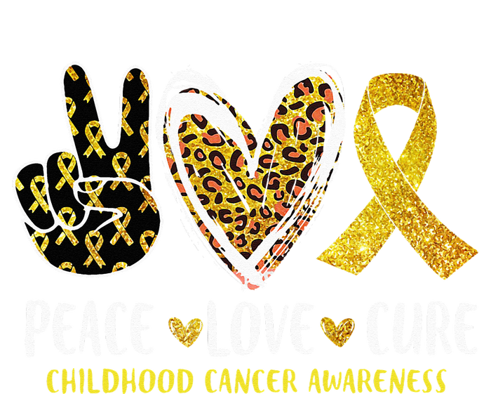 Peace Love Cure Childhood Cancer Awareness Leopart Heart T-Shirt