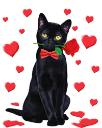 Black Cat With Rose Valentines Valentine Cat Lover T-Shirt