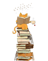 Book Lover Cat Reading Book Cats & Ladders For Education Day T-Shirt