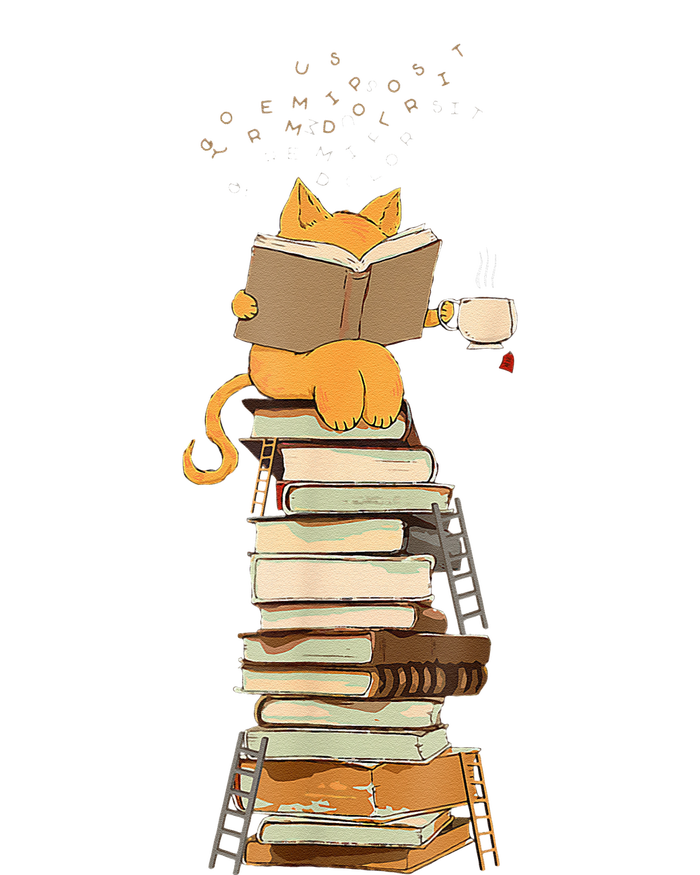 Book Lover Cat Reading Book Cats & Ladders For Education Day T-Shirt