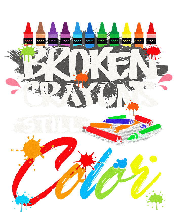 Broken Crayons Still Color Mental Health Awareness 7 Panel Mesh Trucker Snapback Hat