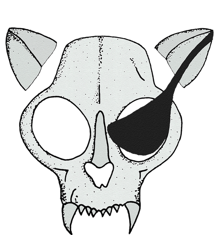 Cat Skull With Pirate Patch Halloween Skeleton Drawing Gift T-Shirt