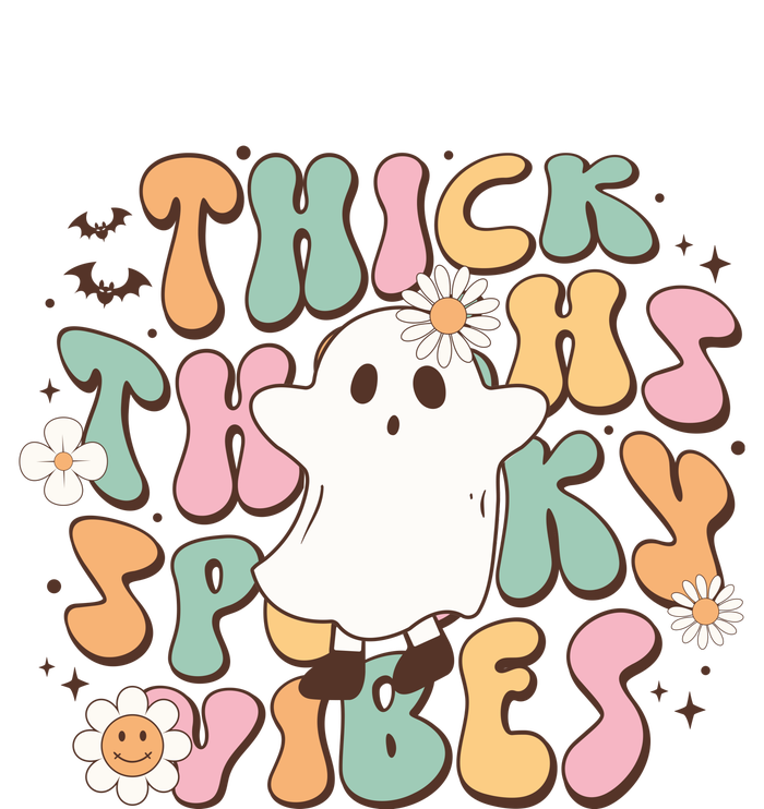 Cute Ghost Thick Thighs Spooky Vibes Death Pumpkin Retro Halloween T-Shirt