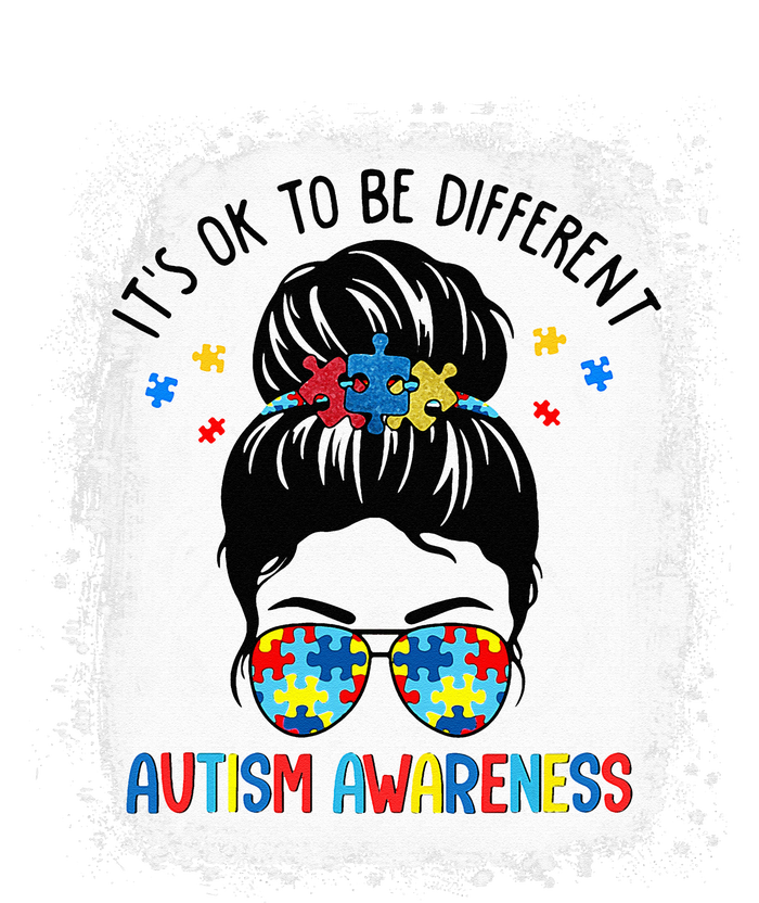 autism awareness messy bun bleached its ok to be different Drawstring Bag