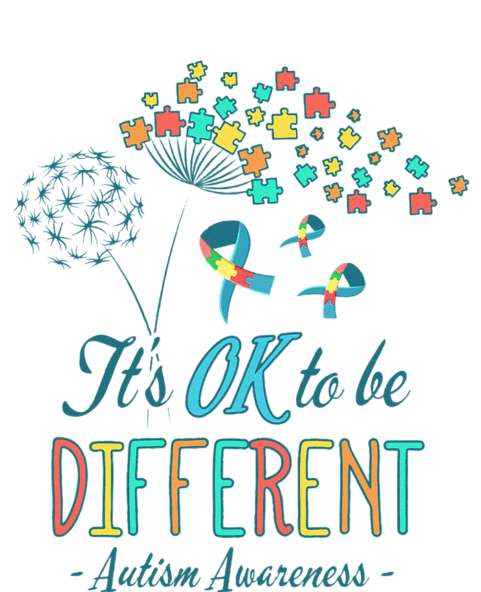 Flower Autism Ribbon Colorful Gifts It's Ok To Be Different Women's T-Shirt