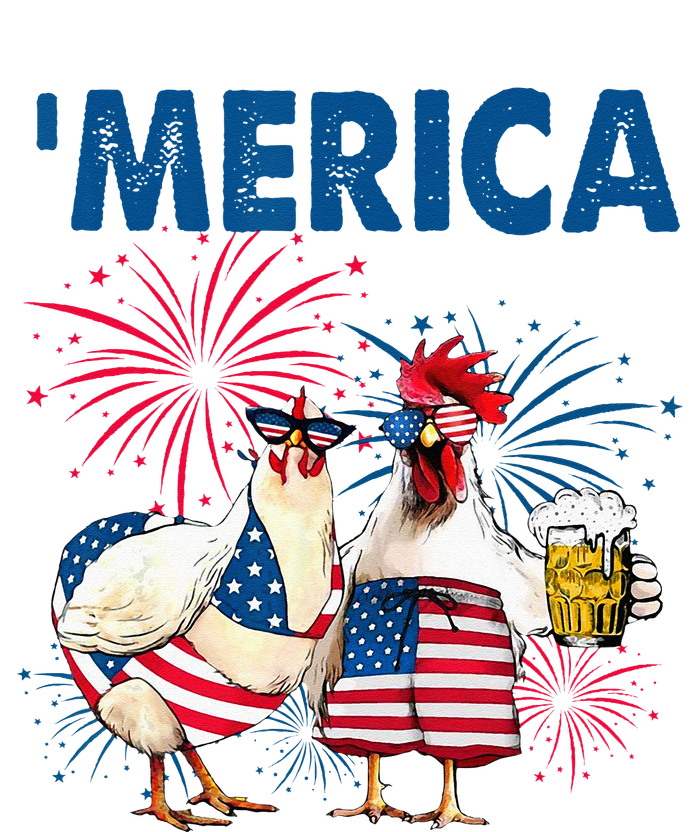 Patriotic Chicken Merica 4th Of July Beer Independence Day T-Shirt