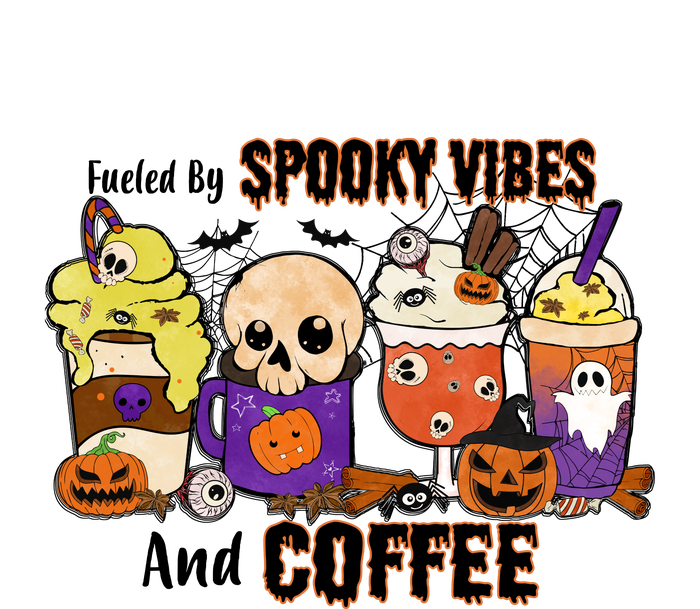 Fueled By Coffee & Spooky Vibes Coffee Lover Halloween Gift Tie-Dye Long Sleeve Shirt