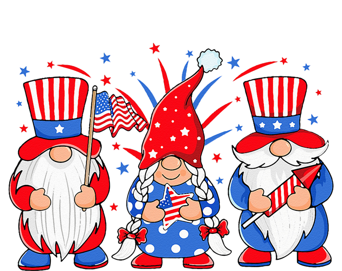 4th of July Gnomes Patriotic American Flag Cute Three Gnomes V-Neck T-Shirt