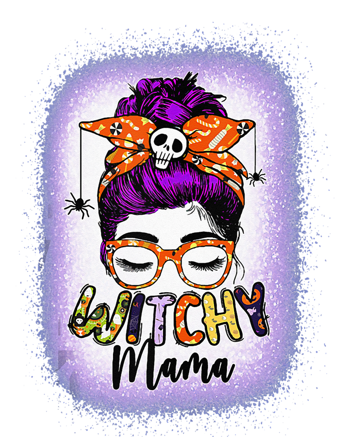 Witchy Mama Halloween Messy Bun Skull Witch Mom  Spooky T-Shirt