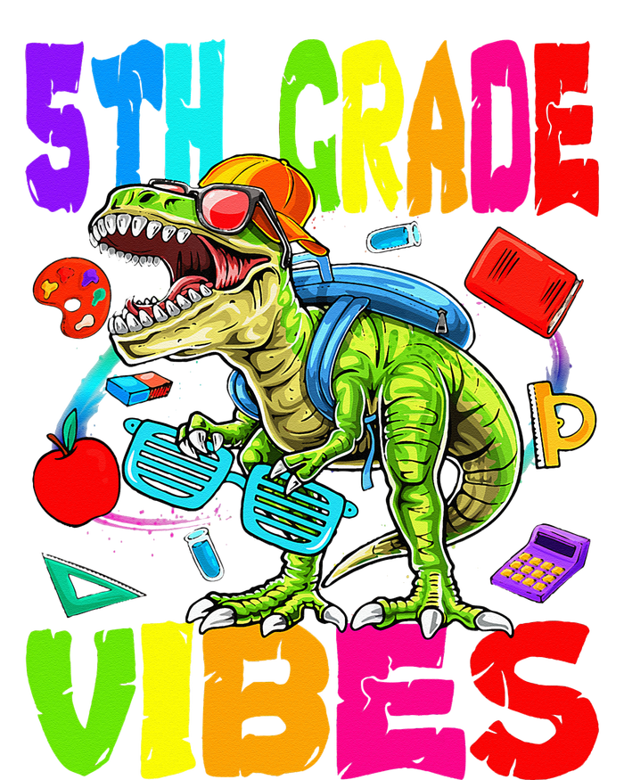 5th Grade Vibes Dinosaur Back To School Cropped Pullover Crew