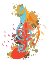 Colorful Treble Clef Music Theory Musician Teacher Birds Women's T-Shirt