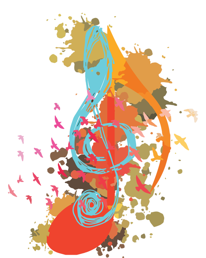 Colorful Treble Clef Music Theory Musician Teacher Birds Women's T-Shirt