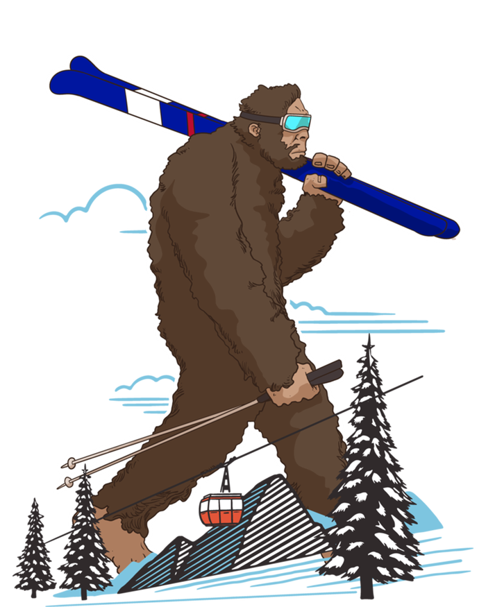 Skiing Bigfoot Funny Sasquatch Ski For Winter Skiers Funny Gift Full Zip Hoodie