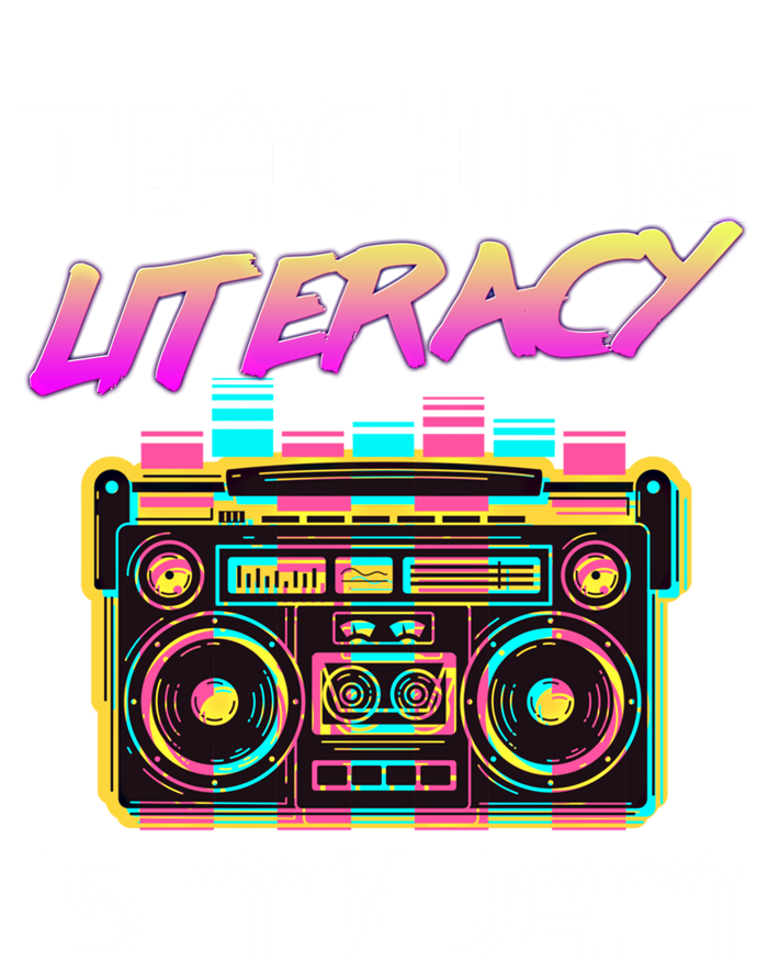 Back To School Retro Literacy Is My Jam 80S Teacher Boombox Gift Full-Length Apron With Pockets