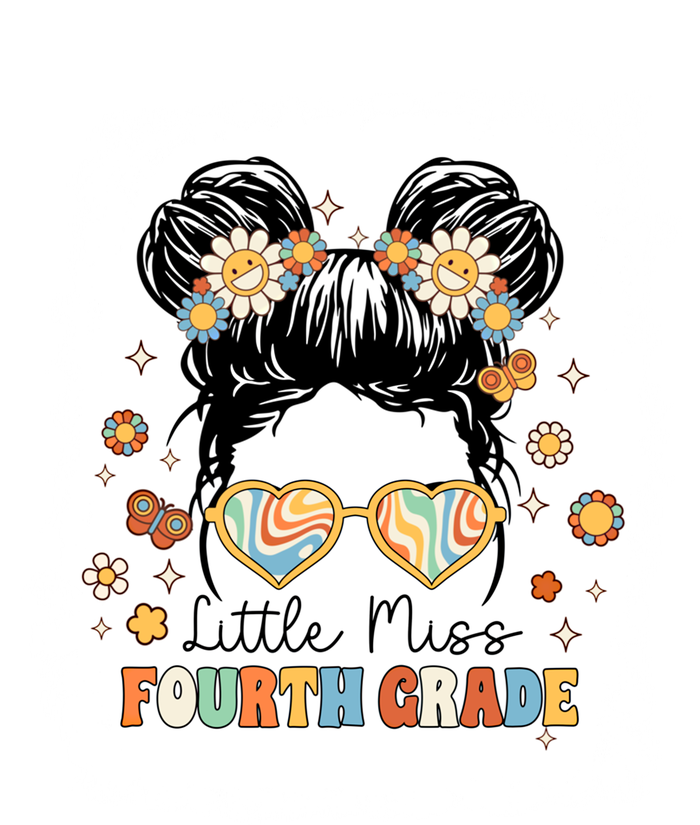 Bleached Messy Bun Cute Little Miss Fourth Grade Groovy Great Gift T-Shirt