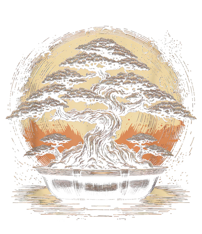 Bonsai Tree And The Rising Sun In Japan Design T-Shirt