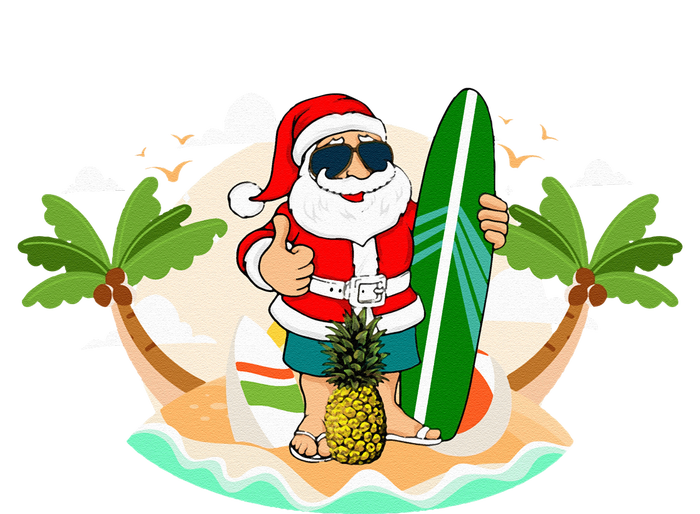 Hawaiian Surfing Santa Claus or Surf Beach Christmas in July Hooded Wearable Blanket