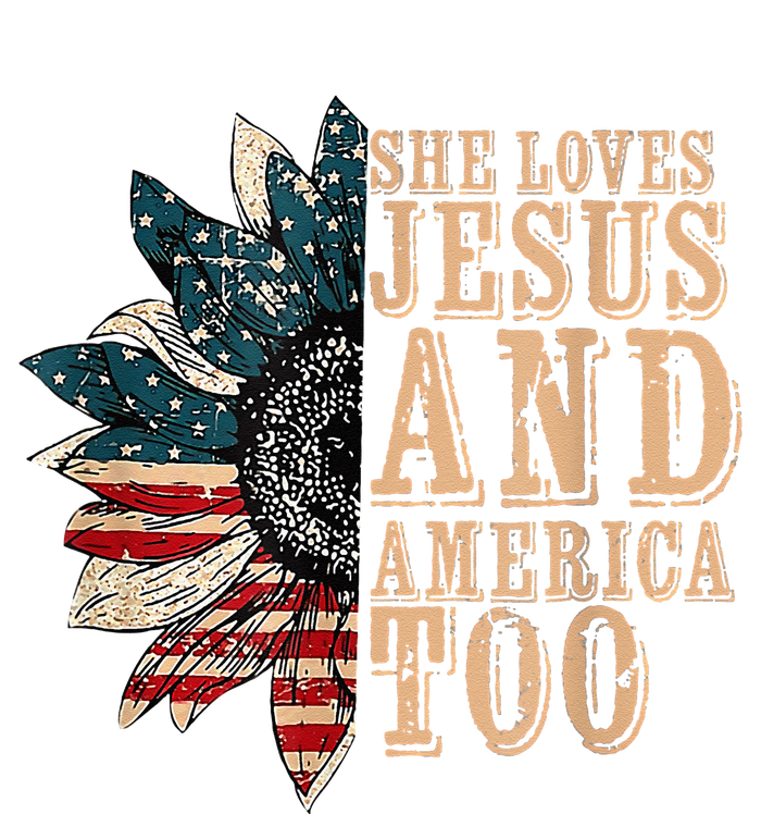 She Love Jesus And America Too Funny Sunflower America Flag Full-Length Apron With Pockets