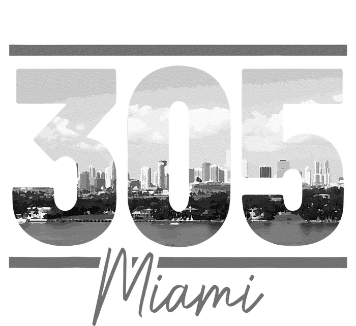 Miami 305 Area Code Skyline Florida Vintage Ladies Long Sleeve Shirt