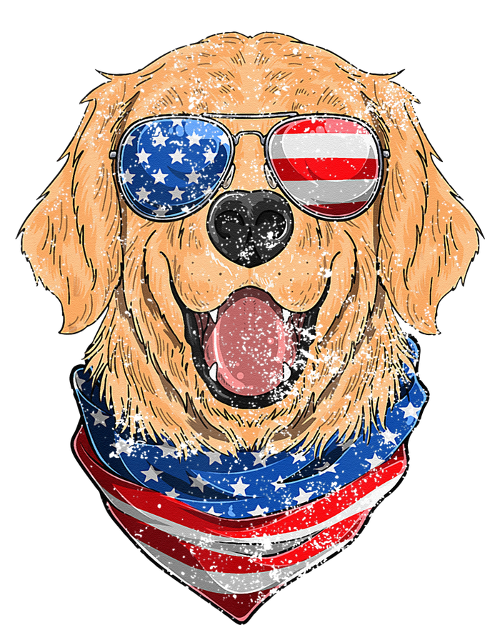 American Golden Retriever USA Flag 4th Of July Dad Mom Kids T-Shirt