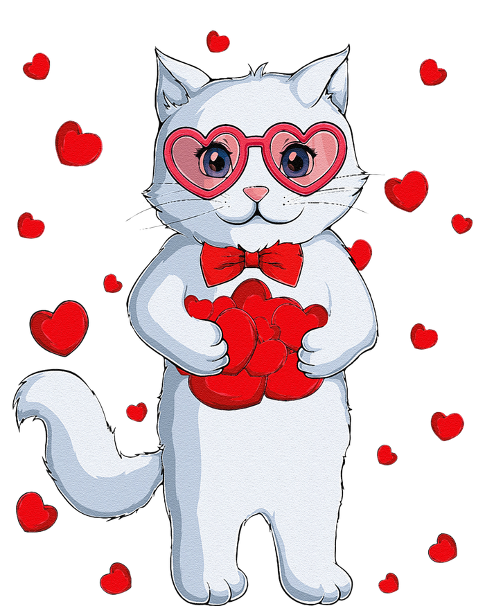 Cute Kawaii Cat Heart Valentines Day Kitten T-Shirt