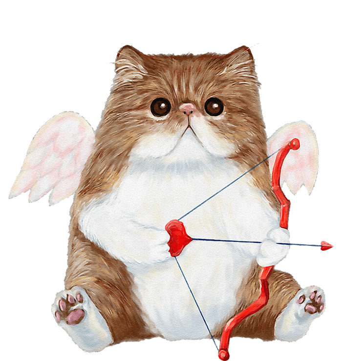 Funny Valentines Day Cat Cupid Heart Persian Kitty Cherub T-Shirt