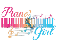 Piano Girl Colorful Keyboard Graphic Musical Notes Cute T-Shirt