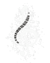 Treble Clef Keys Piano Player Pianist Classical Music Kids Tie-Dye T-Shirt