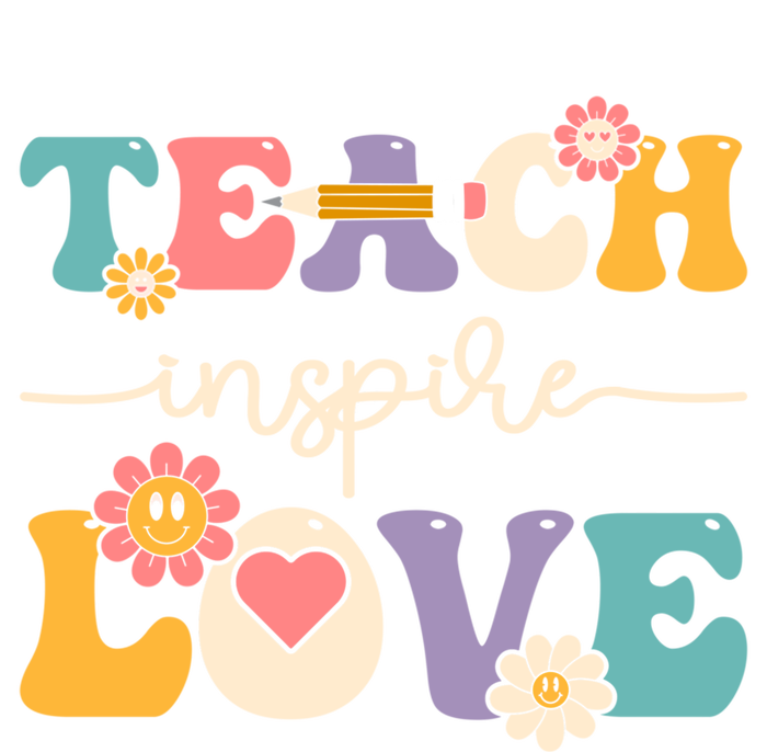 Teach Inspire Love Groovy Preschool Kindergarten Teacher Gift Tall T-Shirt