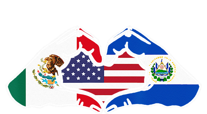 Heart Hands Mexico El Salvador And The USA. T-Shirt