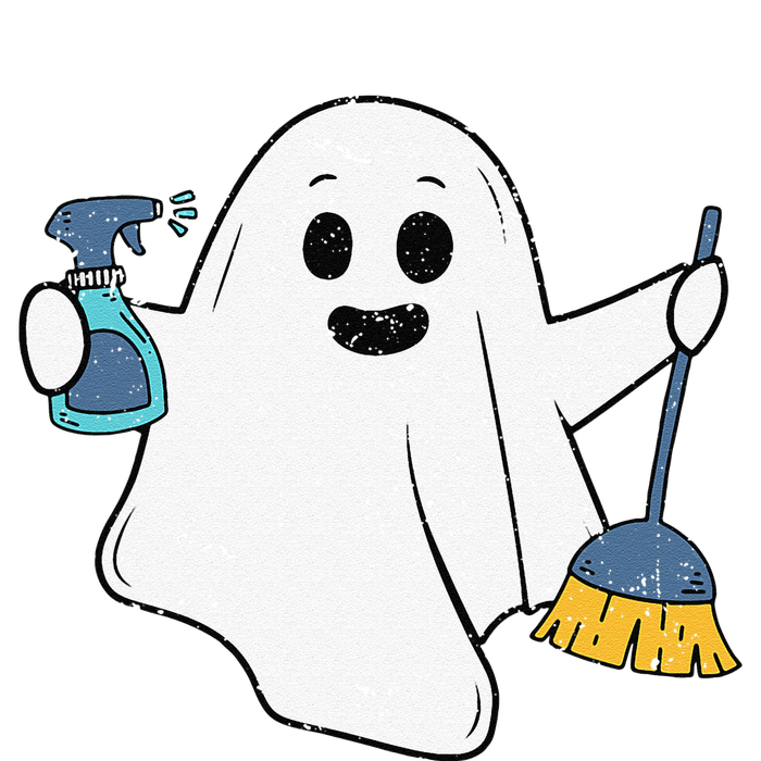 Funny School Custodian Ghost Spooky Vibes Vintage Halloween T-Shirt