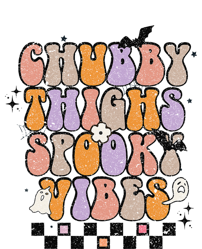 Chubby Thighs Spooky Vibes Halloween Retro Groovy Flower Boo T-Shirt