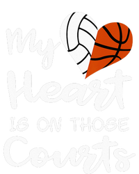 My Heart Is On Those Courts Volleyball Basketball Player Mom T-Shirt