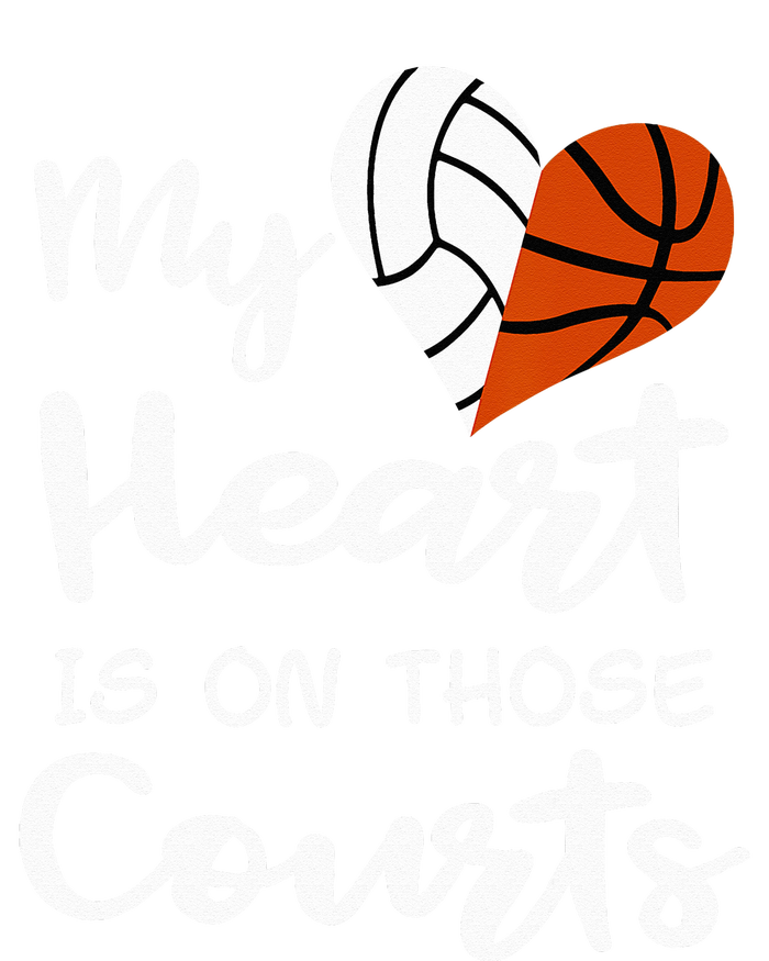 My Heart Is On Those Courts Volleyball Basketball Player Mom T-Shirt