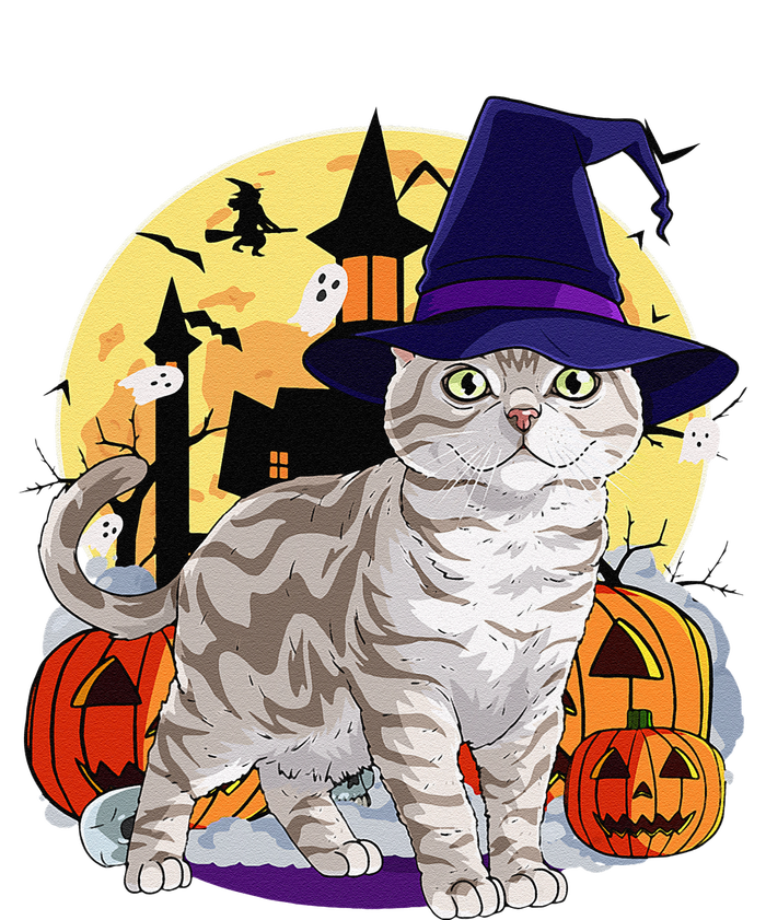 Cute American Shorthair Cat Halloween Witch Pumpkin Yupoong Adult 5-Panel Trucker Hat