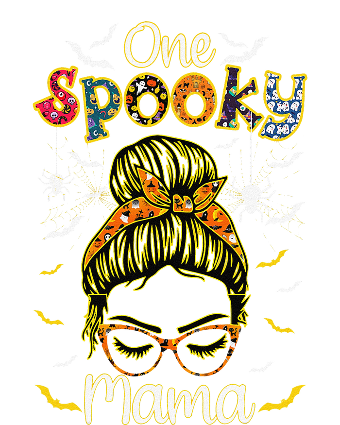 Groovy One Spooky Mama Messy Bun Witch Mom Halloween T-Shirt