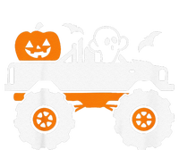 Funny Ghost Pumpkin Riding Monster Truck Lazy Halloween Costume T-Shirt