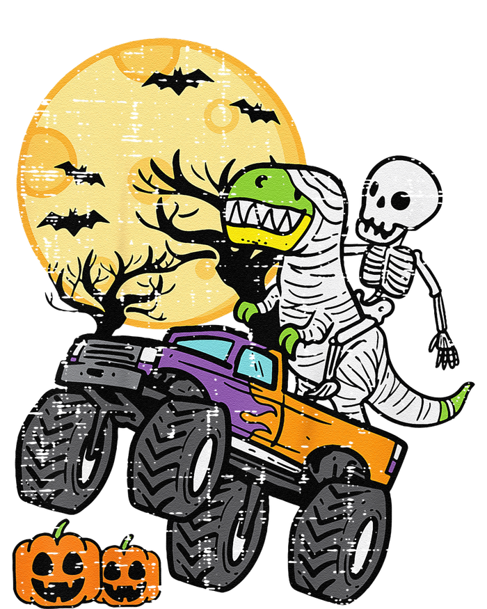 Funny Skeleton Dino Monster Truck Halloween Costume Long Sleeve Shirt